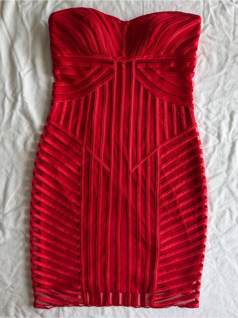 Cache Strapless Red Bandage Bodycon Dress